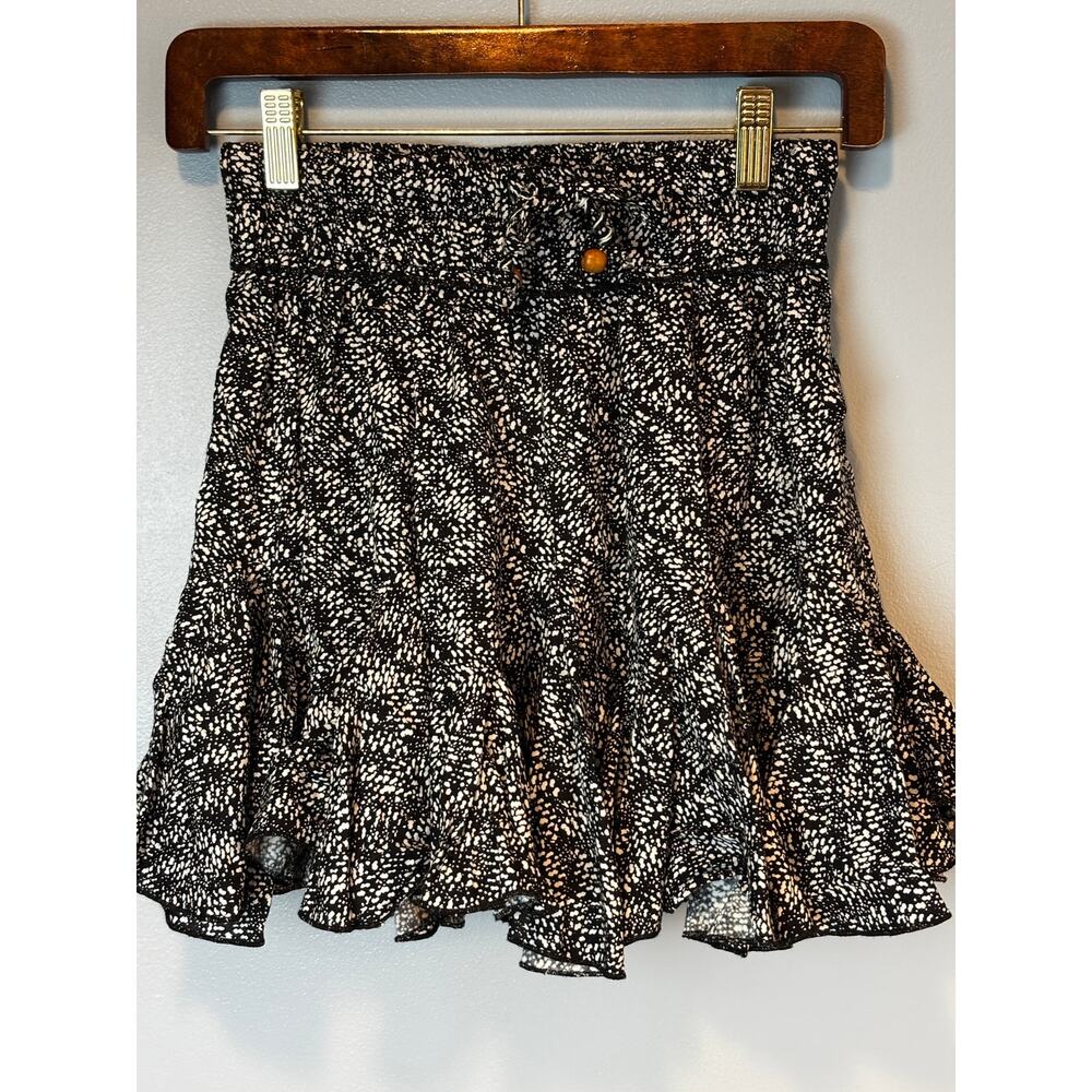 Vintage Haus Black/Gray Pull On Ruffle Skirt Wide Waistband Small Whimsigoth